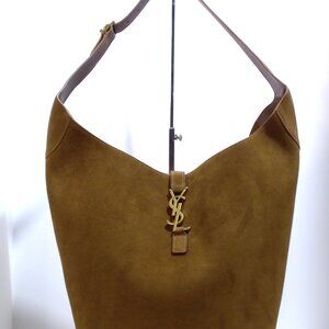 SAINT LAURENT, Le 5 A7, Brown Suede, Hobo with Small Pouch Attach.